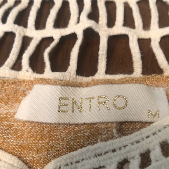 Cream long sleeve top with crocheted top and fringe detail at the bottom - Picture 2 of 4